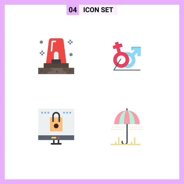 Stock Vector Icon Pack Line Signs Symbols Alert Bag Siren — Stock Vector