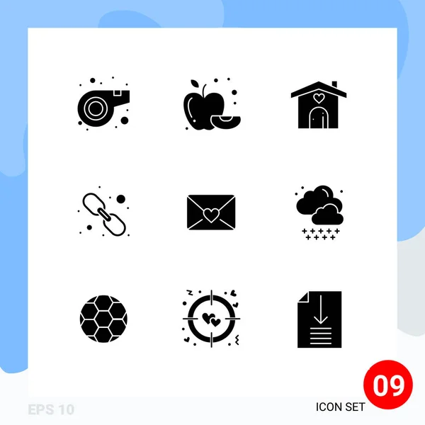 Conjunto Iconos Interfaz Usuario Moderna Símbolos Signos Para Nube Amor — Vector de stock