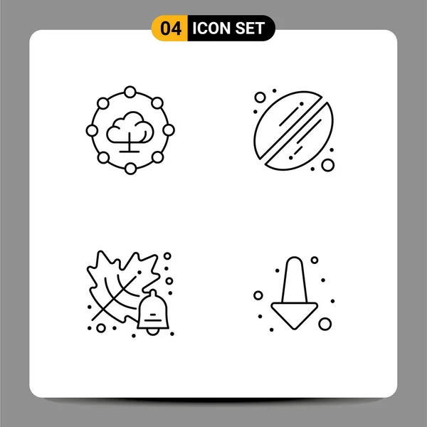 Set Modern Icons Symbols Signs Cloud Computing Arrow Bean Autumn — Stock Vector