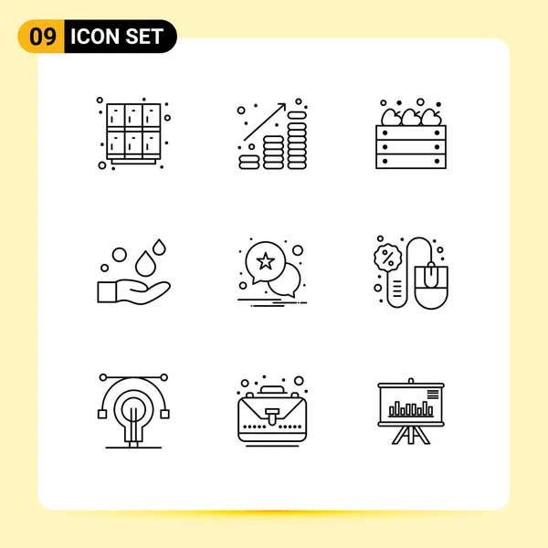 Stock Vector Icon Pack Líneas Signos Símbolos Para Lavado Mano — Vector de stock