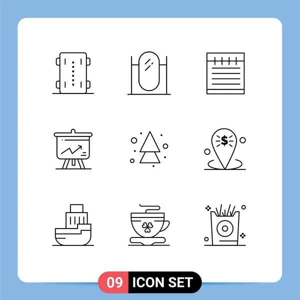 Modern Set Outlines Pictograph Arrows Board Mirror Graph Analytics Editable — 스톡 벡터