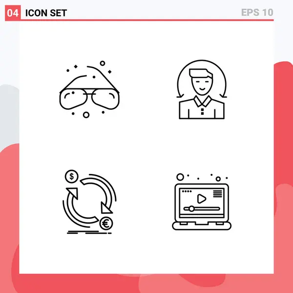 Pictogram Set Simple Filledline Flat Colors Glasses Currency Combk Client — 스톡 벡터