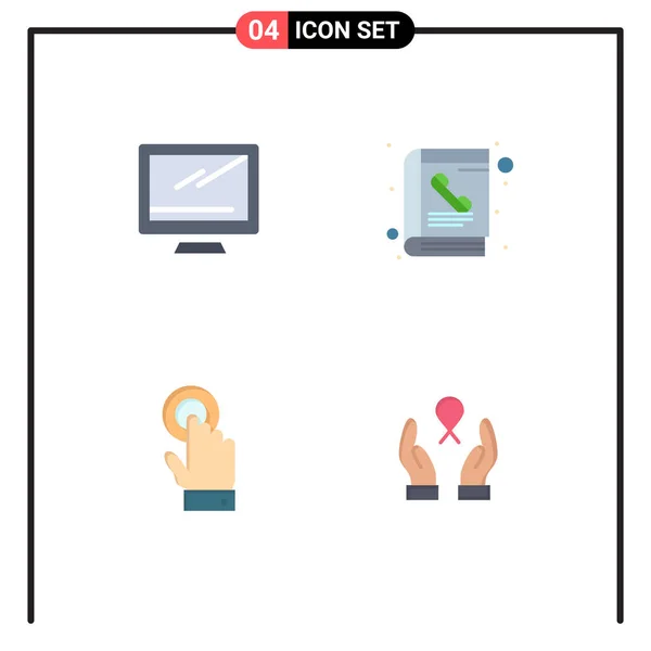 Flat Icon Pack Universal Symbols Computer Toch Imac Directory Interface — Διανυσματικό Αρχείο