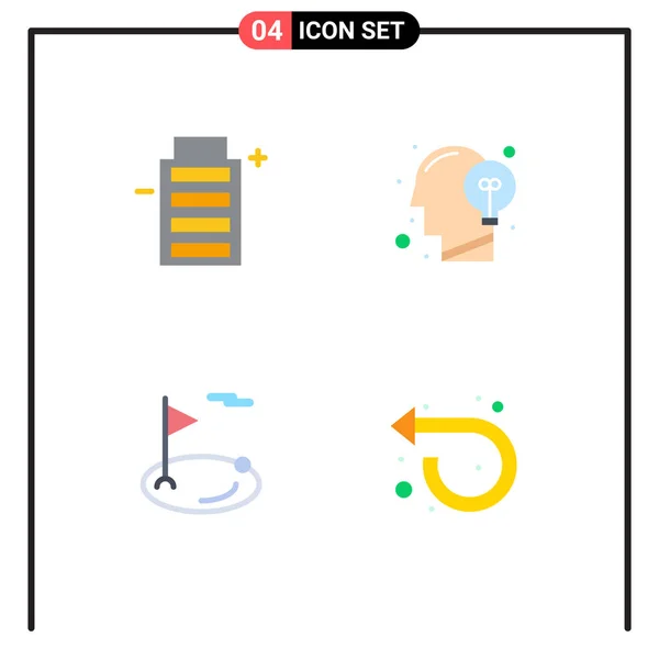 Piktogramm Set Mit Einfachen Flachen Symbolen Für Batterie Flagge Umwelt — Stockvektor