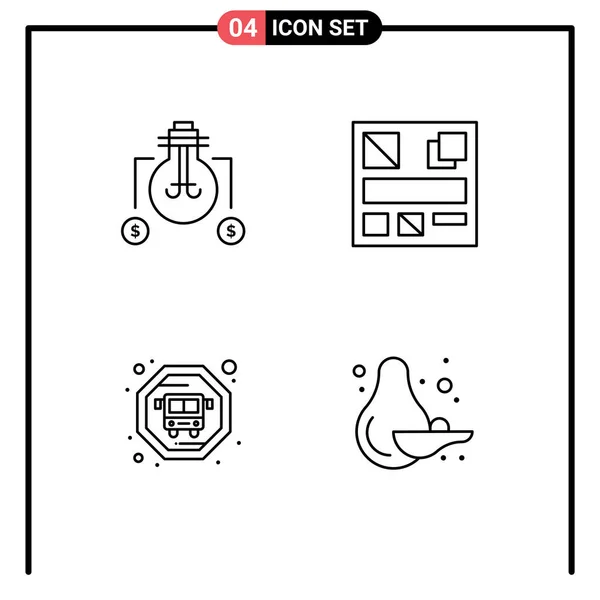 User Interface Line Pack Modern Signs Symbols Bab Food Dollar — Stockový vektor