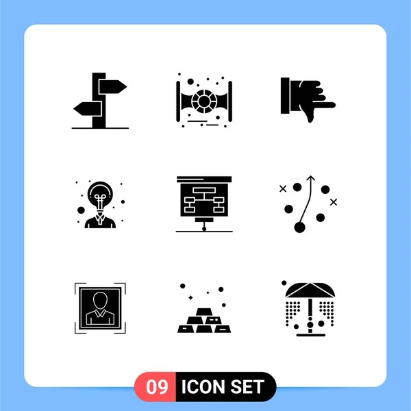 Set Commercial Solid Glyphs Pack Management Presentation Thumbs Graphic Innovation — Stock Vector