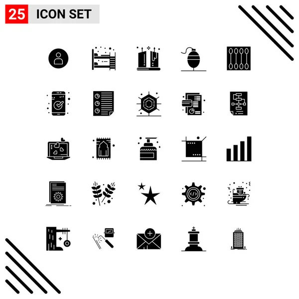 一套25个现代用户界面图标符号 用于人脸刷 编辑矢量设计元素 — 图库矢量图片