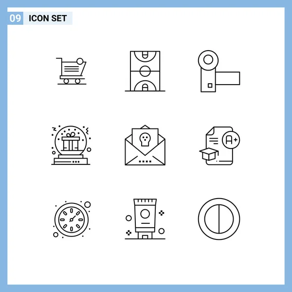 Universal Icon Symbols Gruppe Von Modernen Umrissen Von Weihnachten Geschenk — Stockvektor