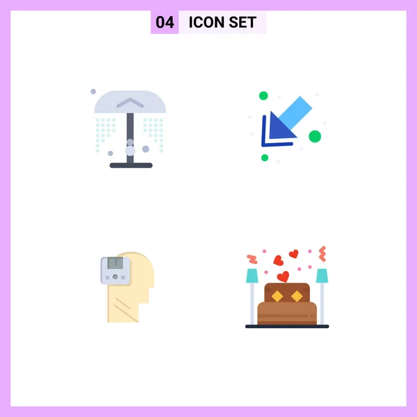 Editable Vector Line Pack Simple Flat Icons Shower User Arrow — Stock Vector