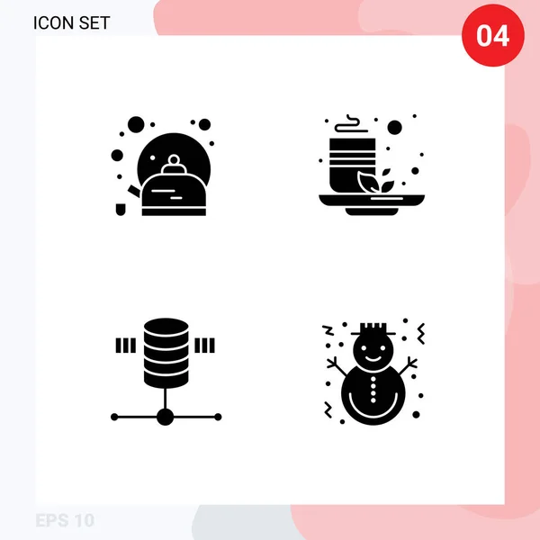 Set Modern Icons Simbol Tanda Tanda Untuk Sarapan Hosting Cangkir - Stok Vektor