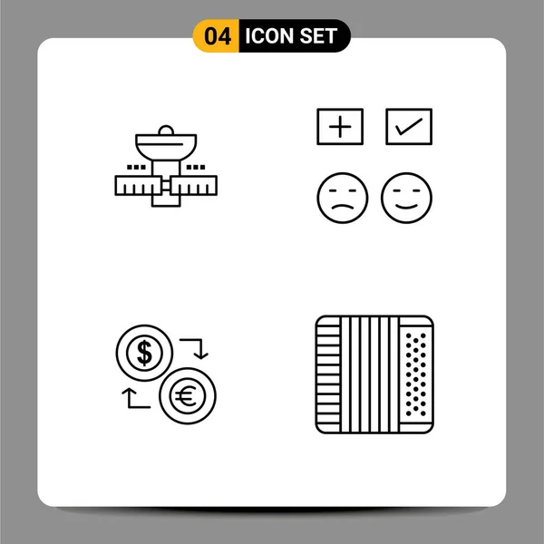 Gps Add Satellite Happy Coins可编辑向量设计元素的四个创造性Filledline平面颜色包 — 图库矢量图片