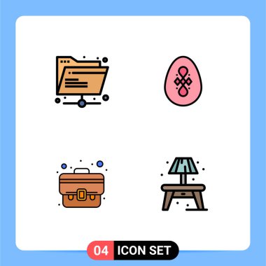 Dizin, dosya, paylaşılan, paskalya, çanta Düzenlenebilir Vektör Tasarım Elemanları için 4 Satır İşaretleri ve Sembollerden oluşan Stock Vektör Paketi