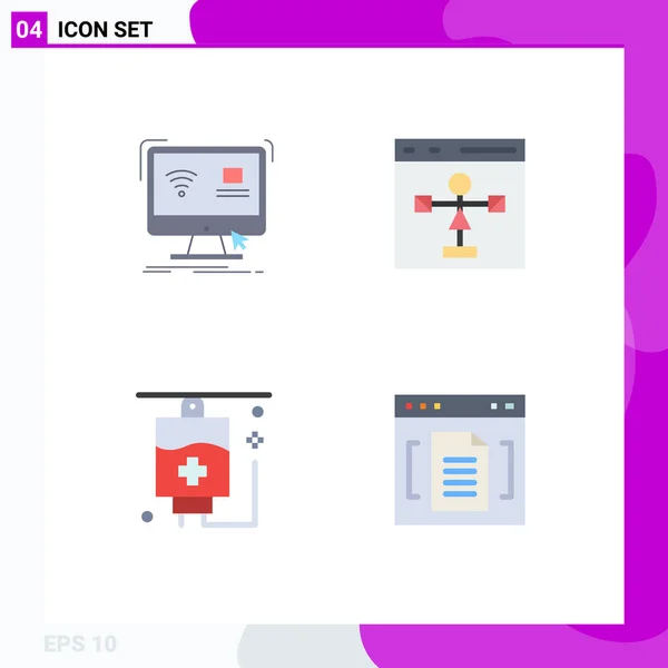 Set Vector Flat Icons Grid Control Programming Remote Develop Hospital — Stock Vector