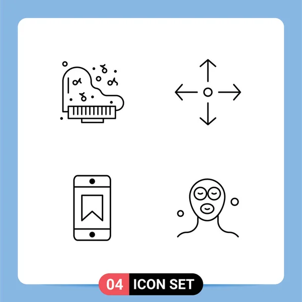 ピクトグラム4つのシンプルなファイルのセットフラットグランド 美しさ 顔のマスクの色編集可能なベクトルデザイン要素 — ストックベクタ