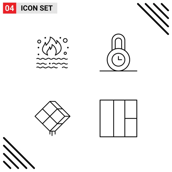 Conjunto Iconos Interfaz Usuario Moderna Símbolos Signos Para Quemaduras Decoración — Vector de stock