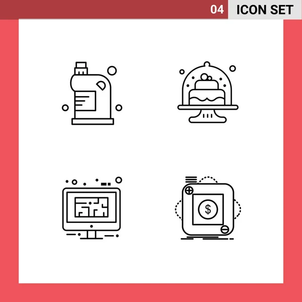 Icônes Créatives Signes Modernes Symboles Nettoyer Plat Fluide Cuisson Bleu — Image vectorielle