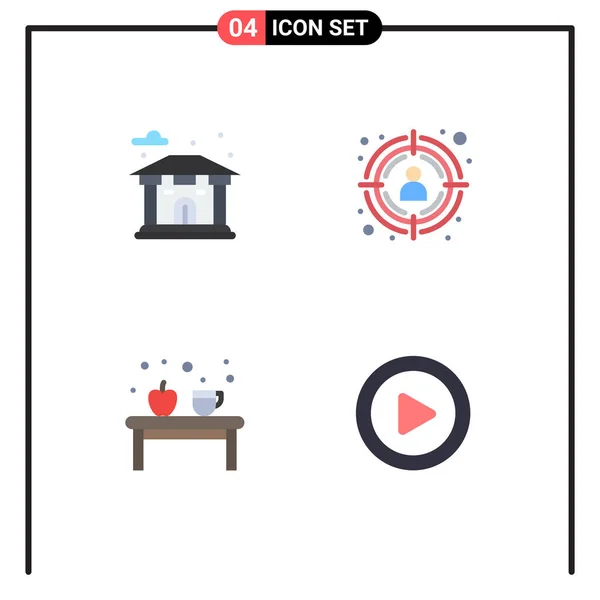 Groep Van Modern Flat Icons Set Voor Bouw Onderwijs Seo — Stockvector
