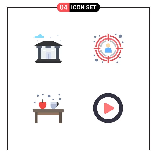 Group Modern Flat Icons Set Building Education Seo Coffee Media — Διανυσματικό Αρχείο