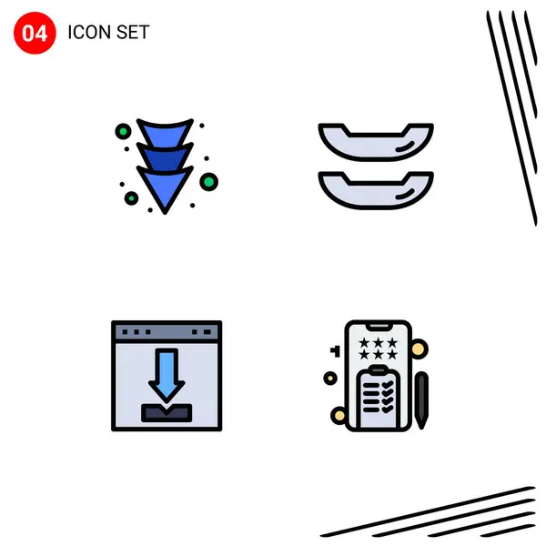 Pictogram Set Simple Filledline Lapos Színek Nyíl Betöltése Csónak Böngésző — Stock Vector