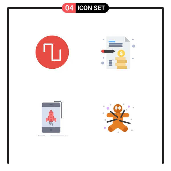 Group Flat Icons Signs Symbols Sound Mobile Business Game Cookie — Stock Vector