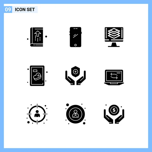 Set Modern Icons Symbols Signs Medical Meat Android Beef Share — Stock Vector