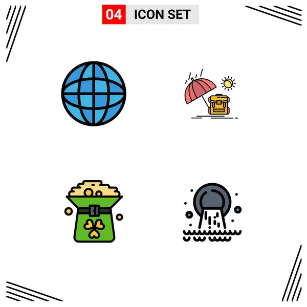 Stock Vector Icon Pack Sinais Linha Símbolos Para Globo Verde — Vetor de Stock