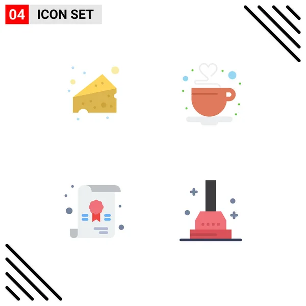 Editable Vector Line Pack Simple Flat Icons Cheese School Coffee — Stock Vector