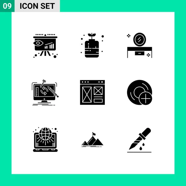 Stock Vector Icon Pack Signos Línea Símbolos Para Procesamiento Herramientas — Archivo Imágenes Vectoriales