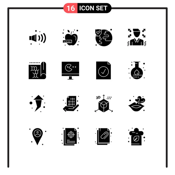 Set Vector Solid Glyphs Grid Game Report Insurance Laboratory Profile — Stock Vector