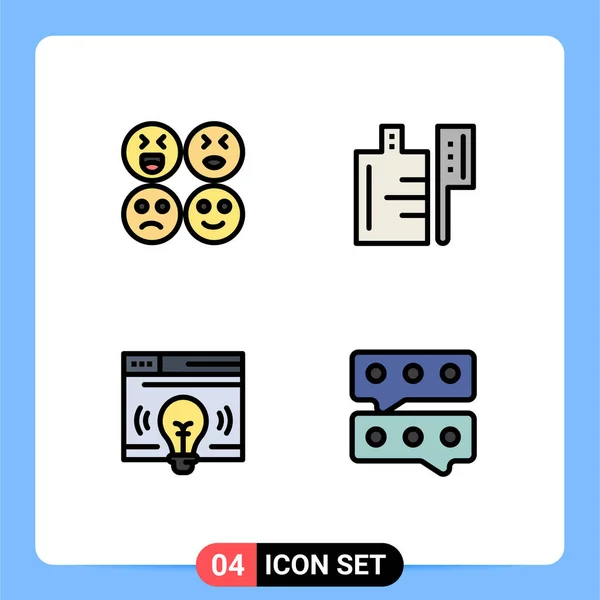 Pictogram Set Simple Filledline Flat Colors Emojis Bulb Food Interface — Stock Vector