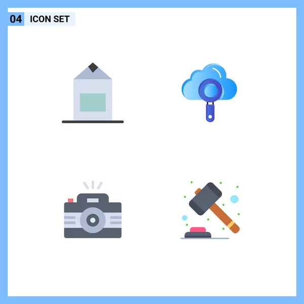 Universal Flat Icon Signs Symbols Milk Photo Cloud Find Image — Stock Vector