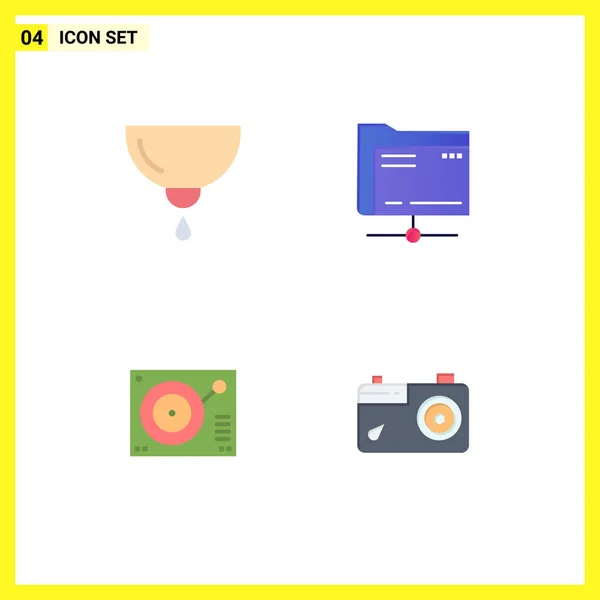 Conjunto Comerciais Flat Icons Pack Para Bebê Deck Leite Dados — Vetor de Stock