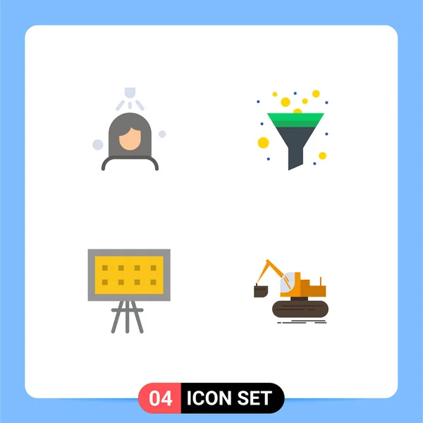 Mobile Interface Flat Icon Set Mit Piktogrammen Von Frau Bildung — Stockvektor