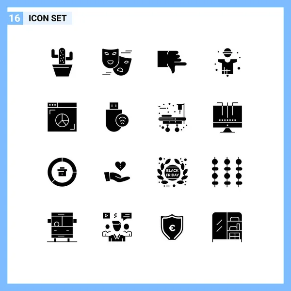 User Interface Solid Glyph Pack Modern Signs Symbols Browser Man — Stock Vector
