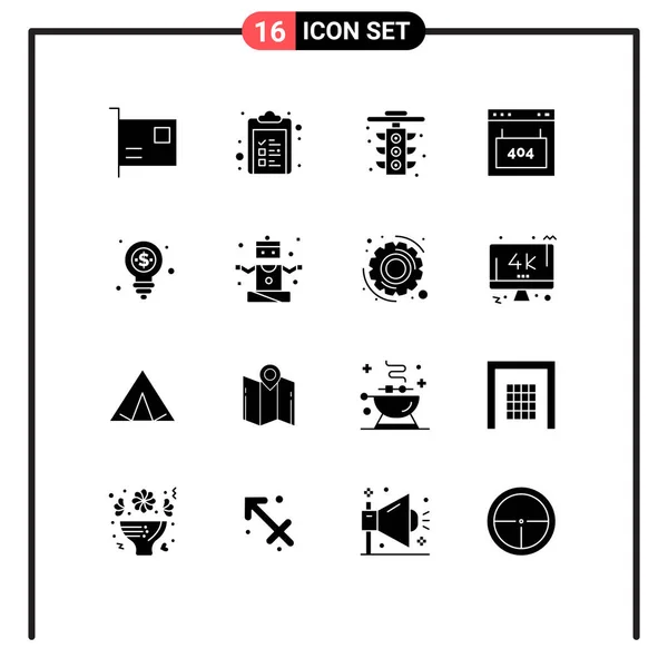 Icônes Créatives Signes Modernes Symboles Seo Interface Liste Erreur Lumière — Image vectorielle