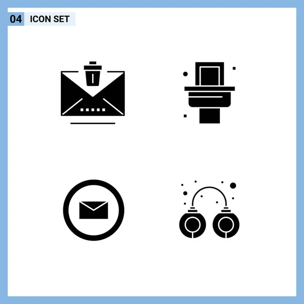 Universal Solid Glyphs Set Web Mobile Applications Delete Commerce Trash — Stock Vector