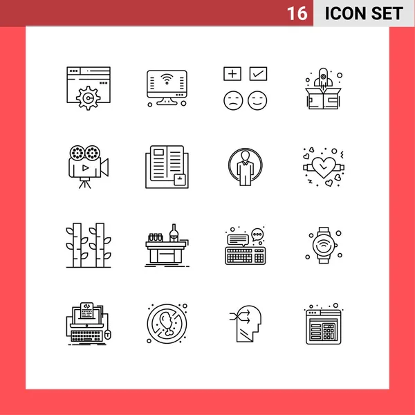 Set Iconos Interfaz Usuario Moderna Símbolos Signos Para Cámara Inicio — Vector de stock
