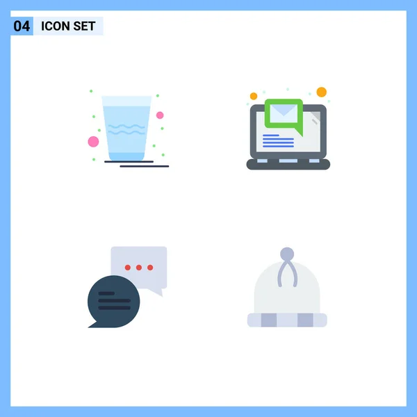 User Interface Pack Basic Flat Icons Drink Chatování Thandai Laptop — Stockový vektor