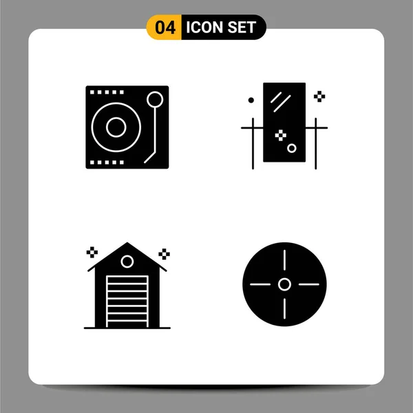 播放器 办公室可编辑矢量设计元素的4行符号和符号的库存矢量图标包 — 图库矢量图片