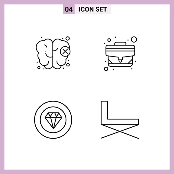 Pictogram Set Simple Filledline Flat Colors Brain Jewelry Bag Office — 스톡 벡터