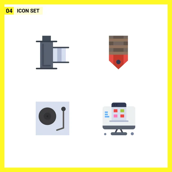 Benutzeroberfläche Flat Icon Pack Moderner Zeichen Und Symbole Des Kinos — Stockvektor