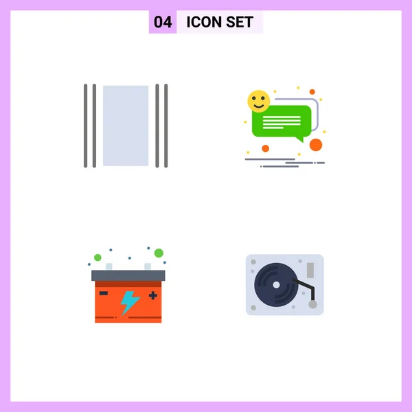 Conjunto Moderno Iconos Planos Símbolos Como Cubierta Batería Diseño Notificación — Vector de stock