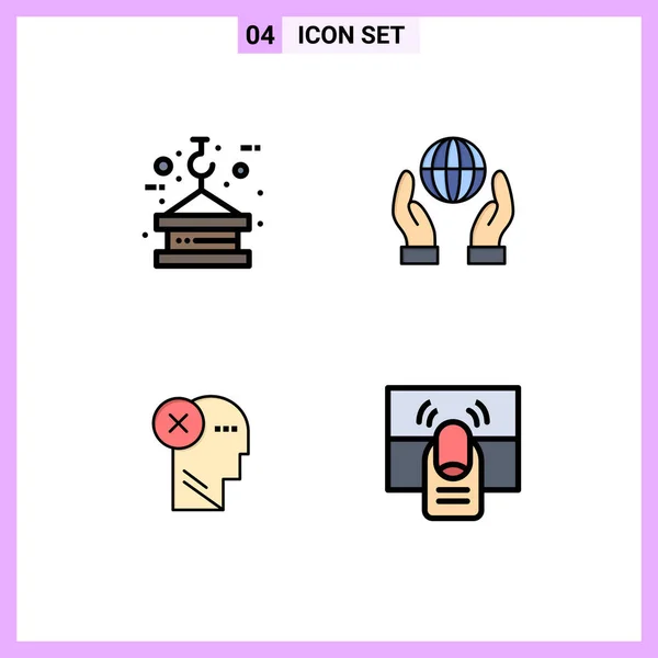 Universal Icon Symbols Group Modern Filledline Flat Colors Cranes Brain — 스톡 벡터