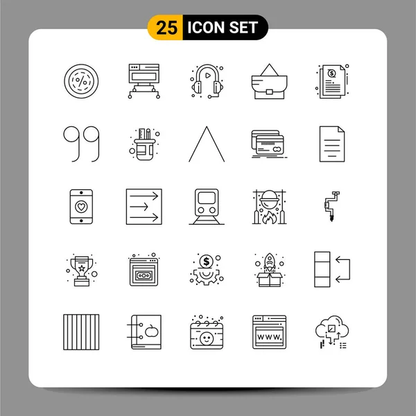 Stock Vector Icon Pack Mit Linienzeichen Und Symbolen Für Geldbörse — Stockvektor