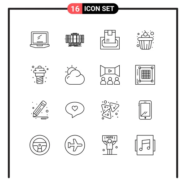 Universal Icon Symbols Group Modern Outlines Food Cake Wind Pay — 스톡 벡터