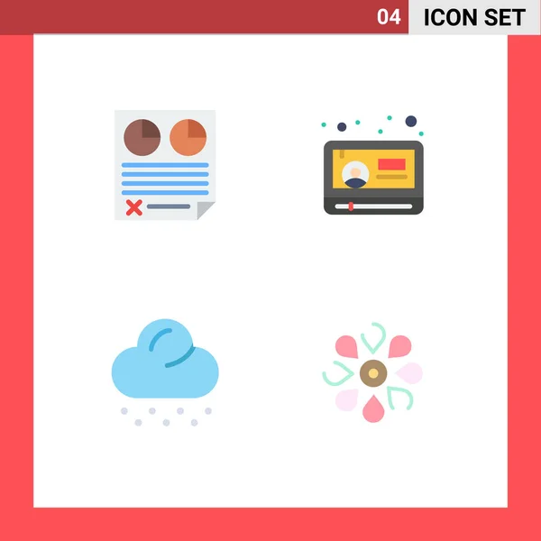 Flat Icon Pack Mit Universellen Symbolen Für Vertrag Wolke Papier — Stockvektor