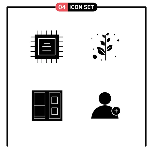 Set Von Modernen Symbolen Symbole Zeichen Für Chip Follow Branch — Stockvektor