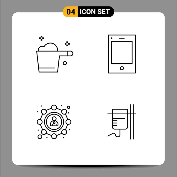 Universal Icon Symbols Grupo Líneas Llenado Modernas Colores Planos Limpieza — Vector de stock