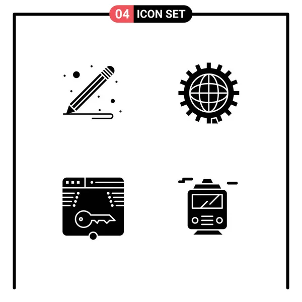 วนต อประสานผ ของ Basic Solid Glyphs ของด นสอ การออกแบบ การเข — ภาพเวกเตอร์สต็อก