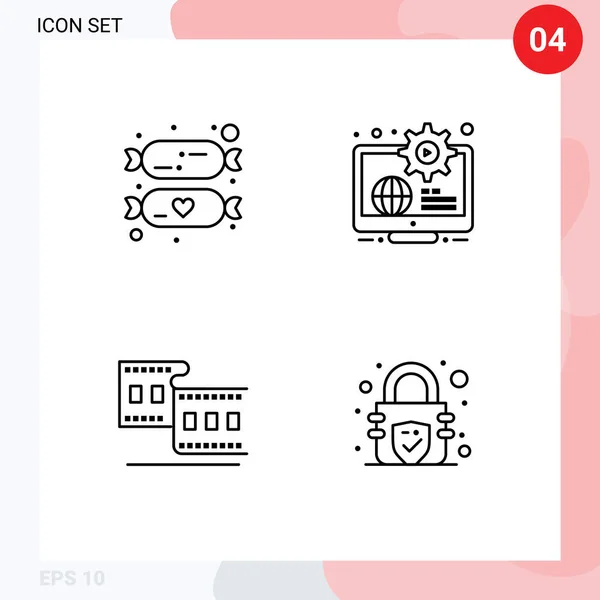 Concepto Línea Para Sitios Web Móviles Aplicaciones Bebé Cámara Dulces — Vector de stock